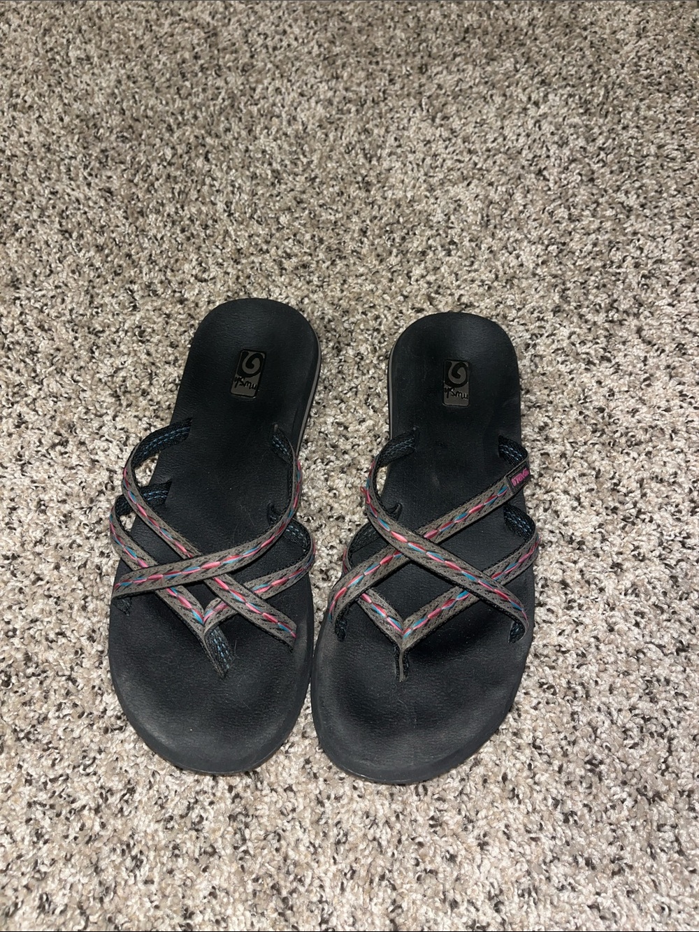 Teva Women's Black Sandals with Multicolor Crisscross Straps